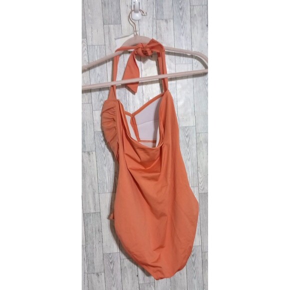 Tommy Bahama SwimSuit Coral One Piece Ruched Halter Cruise Resort Size 10 - Picture 3 of 6